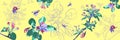 Spring banner. Flowers on a yellow background Royalty Free Stock Photo