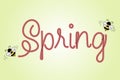 Spring banner with Ladybug ,simple green vector illustration background Royalty Free Stock Photo