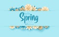 Spring banner with paper flowers for online shopping, advertising actions, magazines and websites. Vector illustration