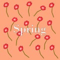 Spring banner. Red flowers. Springtime season. Cartoon wildflower blossoms. Meadow blooming plants. Simple poppy. Garden Royalty Free Stock Photo