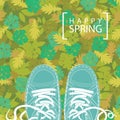 Spring banner with the words and green shoes Royalty Free Stock Photo