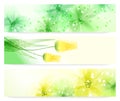 Spring banners. Vector flowers background.