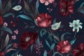 dark wedding peony background burgundy flower bouquet wallpaper decoration vintage nature. Generative AI.