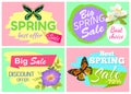 Spring Best Offer Banners Set Vector Illustration