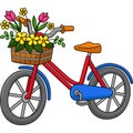 Spring Bike with Flowers Cartoon Colored Clipart