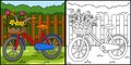 Spring Bike with Flowers Coloring Illustration