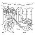 Spring Bike with Flowers Coloring Page for Kids