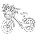 Spring Bike with Flowers Isolated Coloring Page