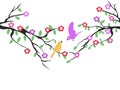 Spring birds tree flower background