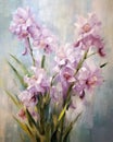 Spring Bliss: A Colorful Arrangement of Wild Orchids in a Vase on a White Table