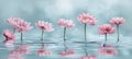 Spring blooms in pastel ponds, abstract background with soft ripples evoking movement and life