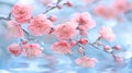 Spring blooms in pastel ponds with soft ripples, abstract background evoking movement and life