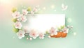 Spring Blossom Frame with Dove and Pastel Background, AI Generated Royalty Free Stock Photo