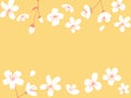 Spring blossom horizontal banner. Apple and peach tree flowers card vector illustration. Yellow background with floral Royalty Free Stock Photo