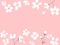 Spring blossom horizontal banner. Sakura flowers card vector illustration. Pink background with floral border. Royalty Free Stock Photo