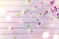 Spring blossom on white wooden plank background Royalty Free Stock Photo