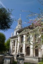 Spring blossoms with Church in background, Greenwich, England