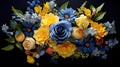 spring blue and yellow bouquet flower Royalty Free Stock Photo