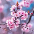 Spring border or background art with pink blossom. Beautiful nature scene with blooming tree Royalty Free Stock Photo