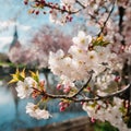 Spring border or background art with pink blossom Royalty Free Stock Photo