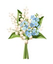 Bouquet of forget-me-not and lily of the valley flowers. Vector illustration