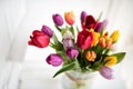 Spring bouquet with colorful tulips