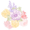 Lilac, tulip, rose, peony, poppy -Spring bouquet Royalty Free Stock Photo