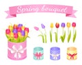 Spring Bouquet Set of Flowers Vector Illustration Royalty Free Stock Photo