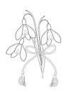 Spring bouquet of snowdrops and martisor - outline sketch Royalty Free Stock Photo