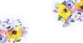 Spring bouquet of tulips, daffodils and lilies of the valley on a white background. Yellow, white and pink flowers.