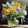 spring bouquet of wild spring flowers in vase Royalty Free Stock Photo