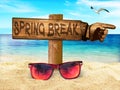 Spring Break Beach Sign Sunglasses Sand Sun Fun Sky Royalty Free Stock Photo