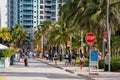 Spring break crowded scene on Ocean Drive Miami Beach FL