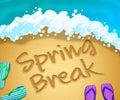 Spring Break holiday vacation by the sea - 3d illustration Royalty Free Stock Photo