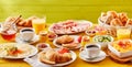 Spring breakfast banner with a choice of foods Royalty Free Stock Photo