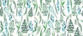 Spring bright beautiful gentle graphic herbal floral pattern of green grass pattern watercolor