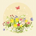 Spring Butterflies Flowers Art Colorful Vintage