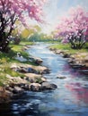 Spring California. Oil painting in impressionism style