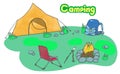 Spring camping trip with camping tools