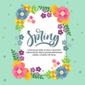 Spring card with decorative cute flowers border