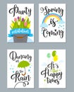 Spring card set with spring quotes, calligraphy, flowers.