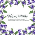 Spring card with violet flowers. Text frame with violets for congratulations and invitations