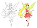 Spring cartoon fairy girl flies. Royalty Free Stock Photo