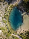 The spring of the Cetina River, izvor Cetine, in the foothills of the Dinara Mountain is named Blue Eye, Modro oko. Cristal clear Royalty Free Stock Photo