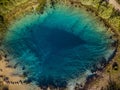 The spring of the Cetina River, izvor Cetine, in the foothills of the Dinara Mountain is named Blue Eye, Modro oko. Cristal clear Royalty Free Stock Photo