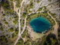 The spring of the Cetina River, izvor Cetine, in the foothills of the Dinara Mountain is named Blue Eye, Modro oko. Cristal clear Royalty Free Stock Photo