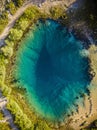 The spring of the Cetina River, izvor Cetine, in the foothills of the Dinara Mountain is named Blue Eye, Modro oko. Cristal clear Royalty Free Stock Photo
