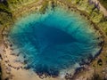 The spring of the Cetina River, izvor Cetine, in the foothills of the Dinara Mountain is named Blue Eye, Modro oko. Cristal clear Royalty Free Stock Photo