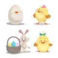 Spring character mascot and seasonal vector illustrations set.