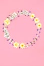 Spring Cherry Blossom and Narcissus Flower Wreath Royalty Free Stock Photo